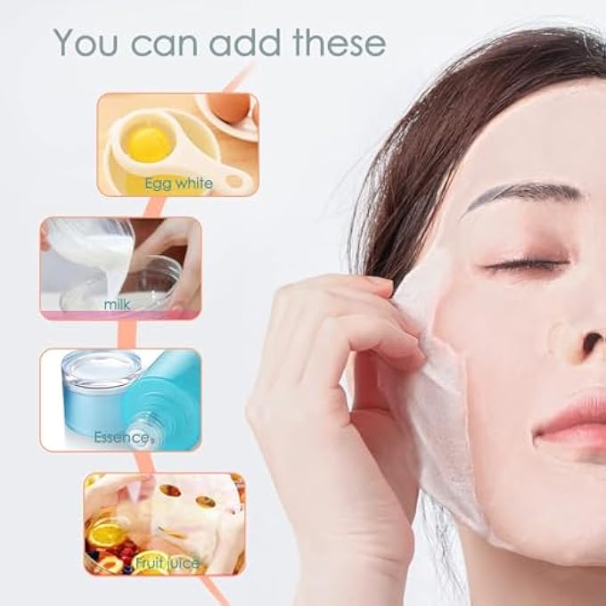 Azonee 100 قطعة قناع وجه مضغوط، قناع تجميل يمكن التخلص منه، قناع وجه مضغوط تجميل DIY، ورق قناع وجه طبيعي للعناية بالبشرة مع وعاء قناع - Image 3